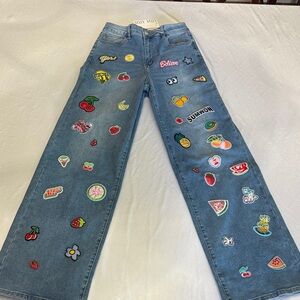 Muy Muy  Blue Flare Jeans with Colorful Patches